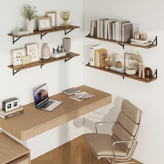 Axeman 48 Inch Floating Shelves | 10 Inch Deep Brown Wall Shelves Set of 2 | 48" W x 10" D Rustic Brown Floating Shelves for Living Room Bathroom Kitchen