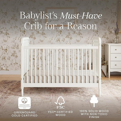 Namesake Liberty 3-in-1 Convertible Baby Crib - Greengurad Gold Certified - Wooden Convertible Baby Crib to Toddler Bed, Daybed - Durable & Easy to Assemble, 4 Adjustable Mattress Heights - Warm White