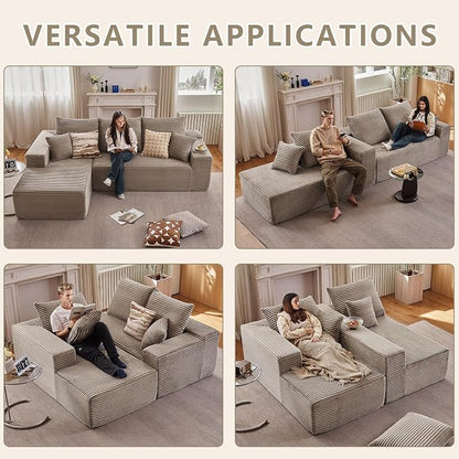 107.5" Cloud Sectional Couch with L-Shape Chaise, Modern Cloud Couch with Deep Seat, Modular Sectional Couches for Living Room, Apartment, Office, No Assembly Required