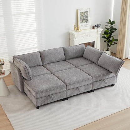 ORRD 2 Piece Modular Sectional Sofa Set, Convertible Couch with Storage, Sofa Modular for Living Room, Office (Grey)