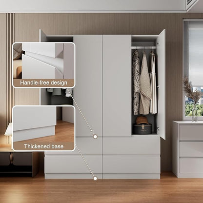 Mekminop White Armoire Wardrobe Closet with Large Capacity, 78.74" Tall Bedroom Armoire, Wooden Wardrobe Cabinet with 2 Drawers, Storage Shelves and Hanging Rod (2)
