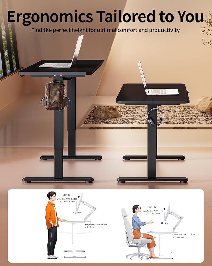BIZUM Electric Standing Desk 63 x 24 Inch Computer Desk-Gaming Desk Black Home Office Desks Height Adjustable Memory Stand Up Computer Workstation