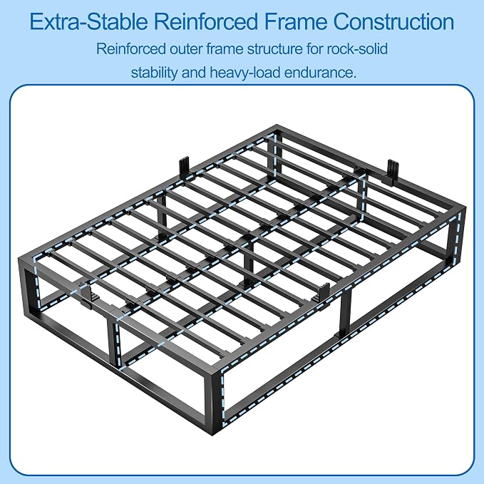 Bilily 6 Inch Full Size Bed Frame with Steel Slat Support,Low Profile Full Metal Platform Bed Frame Support Mattress Foundation,Heavy Duty,No Box Spring Needed,Easy Assembly,Noise Free