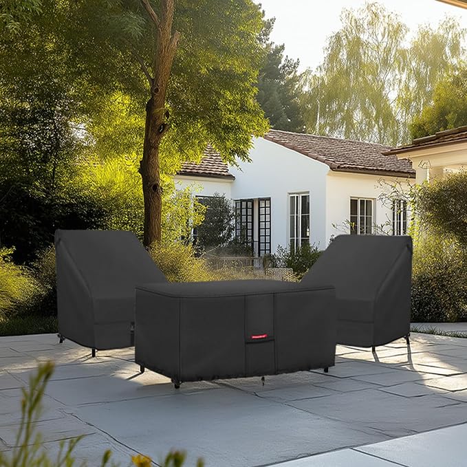 Porch Shield Patio Fire Pit Cover - Waterproof 600D Outdoor Rectangular Fire Table Cover Deck Box Protector - 48 x 24 inch, Black