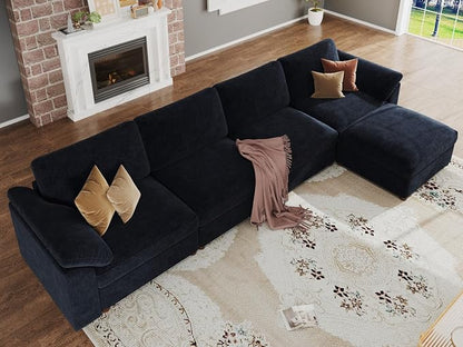 EASE MOOSE Oversized Sectional Modular Sofa,Large L Sectional Couch Wide Deep Seat Modular Cloud Couch,Blue
