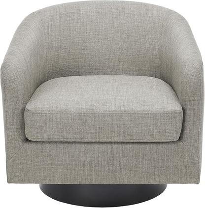 Swivel Accent Chairs Set of 2, Fabric Barrel Club Chair Upholstered Armchair for Living Room, Round Arm Chair Bedroom Single Sofa Reading Seat - Khaki