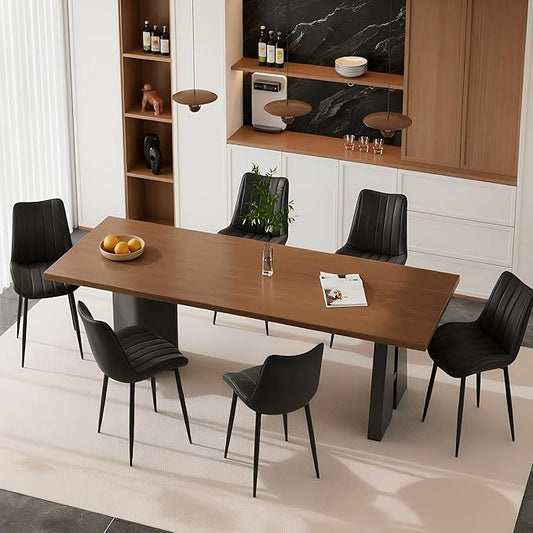 VECELO Dining Chairs Set of 6, Velvet Fabric & Metal Frame, Mordern Style for Kitchen, Living Room,Offcie, Black