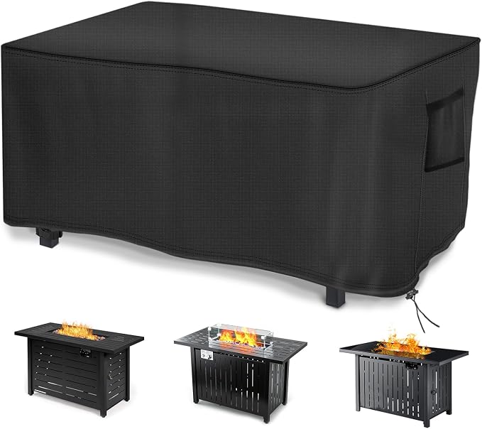 Saking Fire Pit Cover, 44 Inch Fire Table Cover Rectangular with Corner Protectors, Waterproof Windproof Anti-UV Heavy Duty for Patio Furniture Gas Fire Pit -44 x 32 x 23 inch