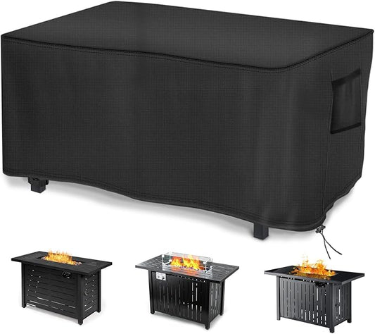 Saking Fire Pit Cover, 44 Inch Fire Table Cover Rectangular with Corner Protectors, Waterproof Windproof Anti-UV Heavy Duty for Patio Furniture Gas Fire Pit -44 x 32 x 23 inch