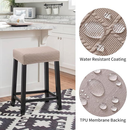 YISUN Stool Covers Rectangle - 2 Pack Stretch Waterproof Saddle Seat Cover Counter Bar Stools Bar Chairs Covers Kitchen Island Chairs Cushion Protector