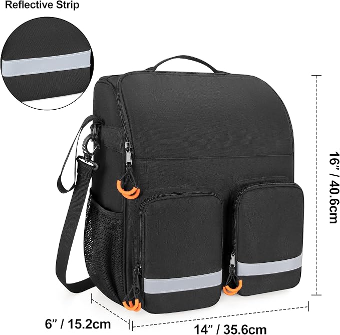 samdew Large Wheelchair Bag to Hang on Back, Wheelchair Accessories Backpack for Adult & Senior, Wheelchair Pouch with Medicine Storage Insulation Pocket & Shoulder Strap, Bag Only