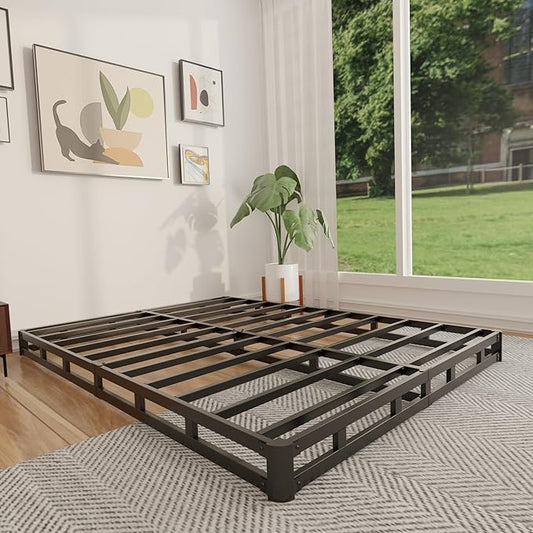 FMDMR Box Spring for Full Bed 4 Inch, Low Profile Full Size Box Spring Only, Heavy Duty Mattress Foundation Metal Bed Base with Fabric Cover， Easy Assembly, Non-Slip, Noise Free