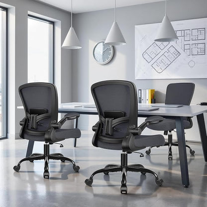 FelixKing Office Chair, Ergonomic Desk Chair Breathable Mesh Chairs Adjustable High Back Lumbar Support Flip-up Armrests, Executive Rolling Swivel Comfy Computer Chairs Home Office Dark Gray