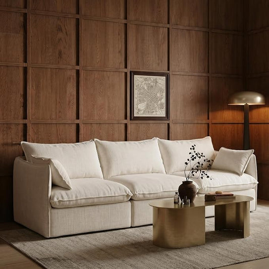 Cloud Modular Sofa, Oversized Deep Seat Comfort, Linen Blend | Fully Removable Washable Covers, Memory Foam Seat Cushions, Premium Fabric