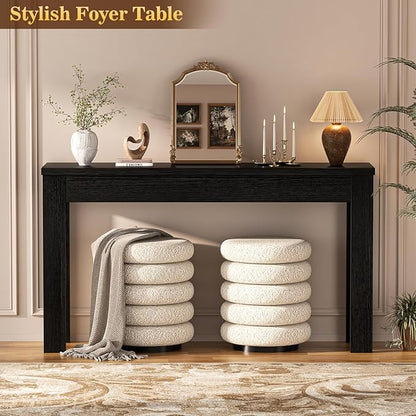 Armocity Console Table, 47" Farmhouse Wood Entryway Table, Sofa Tables Narrow Long Behind Couch, Entry Table for Entrance, Hallway, Living Room, Embossed Black