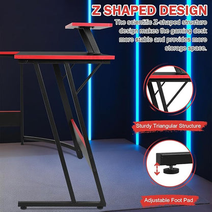 51 Inch L Shaped Gaming Desk Corner Computer Desk with Detachable Monitor Stand for Home Office Learning Gaming Workstation,Black