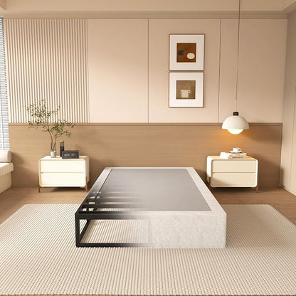 NHODIR Twin Box Spring 8 Inch Low Profile Box Spring Twin Size Bed Base, Black Heavy Duty Metal Mattress Foundation with Easy Clean Fabric Cover, Easy Assembly