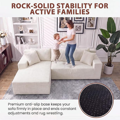 Homall 110" Boneless Sectional Couch, Modular Sectional Sofa L-Shape Couch with Deep Seat, Cloud Comfy Boneless Couch for Living Room, No Assembly Required (Chenille, Beige)