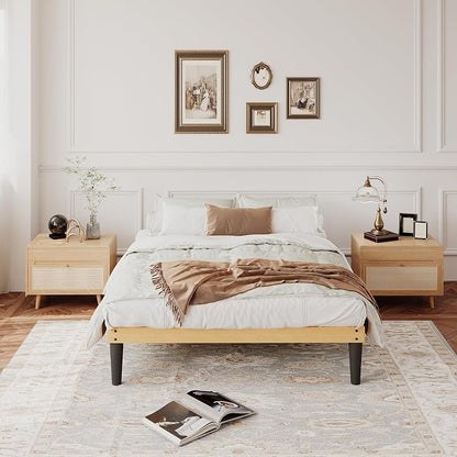 Yumori 12.9 Inch Minimalist Style Full Size Bed Frame, Wood Platform Bed with Wood Slat Support, No Box Spring Needed, Easy Assembly, Natural