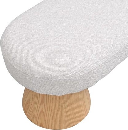 Virubi 49" Upholstered Dining Bench Boucle Ottoman, End of Bed Entryway Benches, Modern Dining Bench Shoe Stool for Indoor Bedroom Living Dining Room 300 LBS Weight Capacity (49" Beige)
