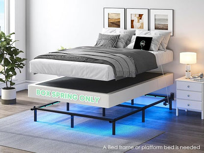 QEROMY 7 Inch Low Profile Box Spring, Sturdy Metal Frame Mattress Foundation, Easy Assembly, Quiet & Noise-Free, King Size