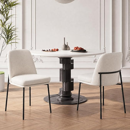 COLAMY Dining Chairs Set of 4, Modern Dining Chairs, Fabric Upholstered Dining Chairs, Kitchen Chairs with Curved Back and Metal Legs for Dining Room Kitchen Restaurant, Beige