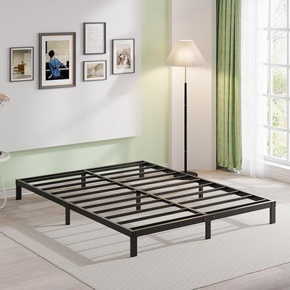 EMODA 6 Inch California King Bed Frames Heavy Duty Metal Cal King Platform with Steel Slats Support, No Box Spring Needed, Noise Free, Black