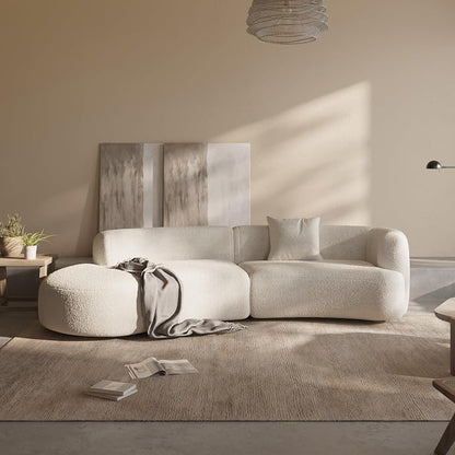 Acanva Formia Boucle Curved Sectional Couch for Living Room | Modular Sofa, Modern Minimalist, Wood Frame, For Apartment, Home Office