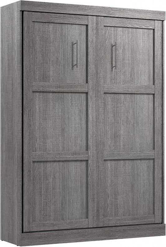 Bestar Pur Full Size Murphy Bed in Bark Grey, 59-inch Space-Saving Sleeping Arrangement for Multipurpose Area, Bedroom, Guest Room, or Living Room