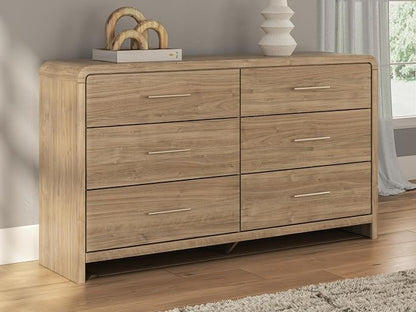 Signature Design by Ashley Dayella Contemporary 6-Drawer Dresser with Safety Stop, Light Brown
