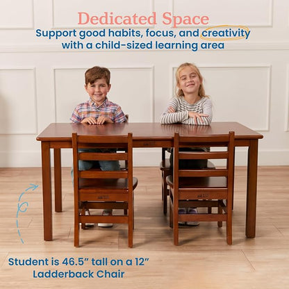 ECR4Kids 24in x 48in Rectangular Hardwood Table with 22in Legs, Kids Furniture, Dark Walnut