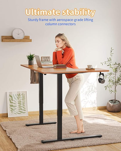 YIHAYO Reversiable L-Shaped Electric Standing Desk, 55 Inches Stand Up Corner Desk, Sit and Stand Up for Work Office Home, Ergonomic Rising Computer Table with Splice Board, Rustic Brown