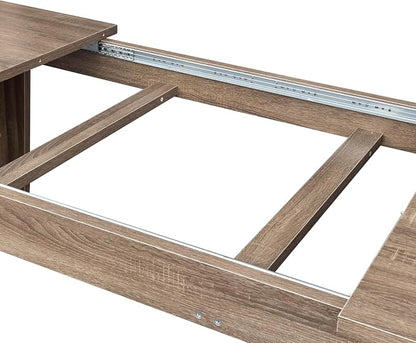 71"-106" Extendable Dining Table for 4-12 People, Space-Saving Extra Long Transformer Table with Extension Leaves Holder, Oak
