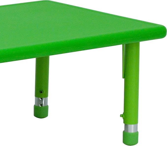 Flash Furniture Wren 24''W x 48''L Rectangular Green Plastic Height Adjustable Activity Table