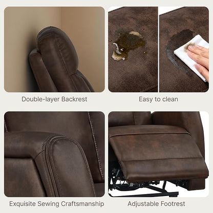 KISLOT Wall Hugger Power Recliner Chair with USB & Type-C Ports Faux Leather Recliner 135° Reclining Small Space Electric Sofa for RV Living Room Bedroom
