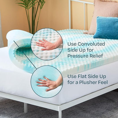 Linenspa 3" Convoluted Gel Swirl Memory Foam Topper, Egg Crate, CertiPUR-US