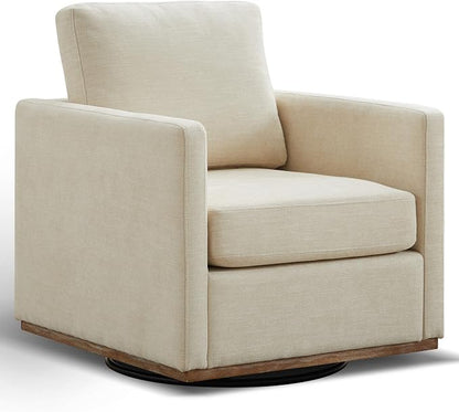 Aoiy & Wifon 30.7" W Swivel Accent Chair, Mid Century Modern Swivel Chair for Living Room, Comfy Small Accent Chair, Wavy Chenille, Beige