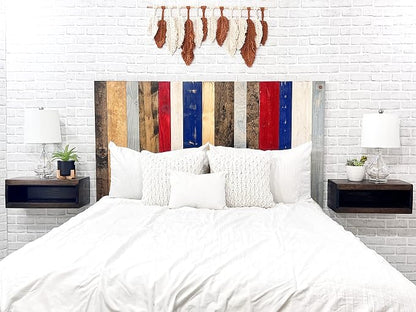 Barn Walls Americana Mix Signature Design, Multicolored Solid Wood Headboard, Floating Panels, Wall Mount, Adjustable Height, Easy Assembly, Full Size