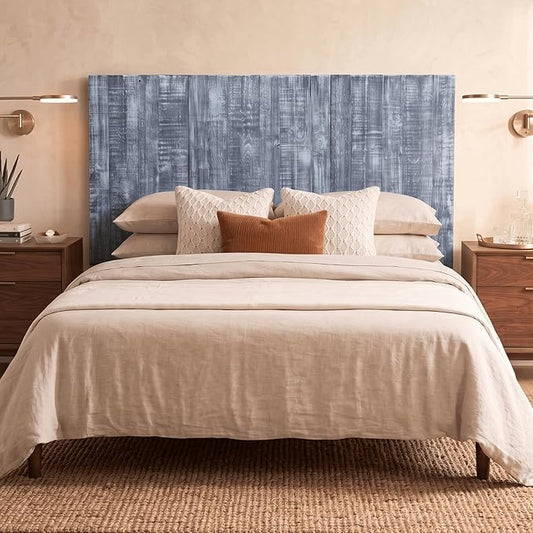 Barn Walls Twin Wood Headboard - Blue Stonewash Farmhouse Design - Wall Mounted Floating Headboard for Twin Bed - Handcrafted Solid Wood - Easy No-Drill Installation