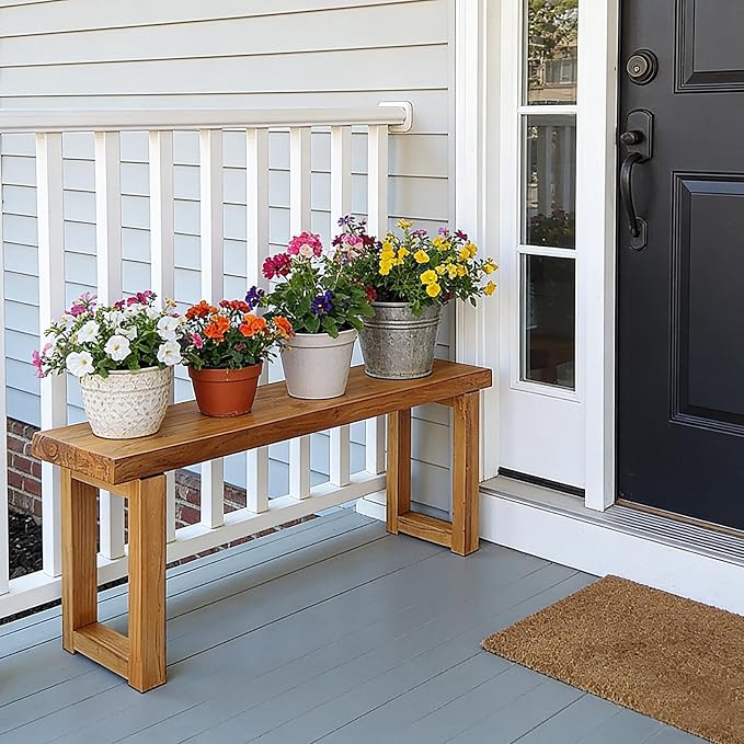 Narrow Farmhouse Bench Skinny Wooden Entryway Long Bench 32" 39" 47" 55" 63" 71" 79" Rustic Indoor Benches for Hallway Kitchen Dining Bedroom End of Bed Easy Assembly Natural Finish(39x10xH18")