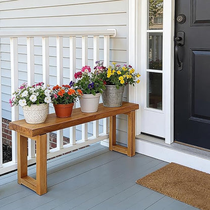 Narrow Farmhouse Bench Skinny Wooden Entryway Long Bench 32" 39" 47" 55" 63" 71" 79" Rustic Indoor Benches for Hallway Kitchen Dining Bedroom End of Bed Easy Assembly Natural Finish(55x10xH18")