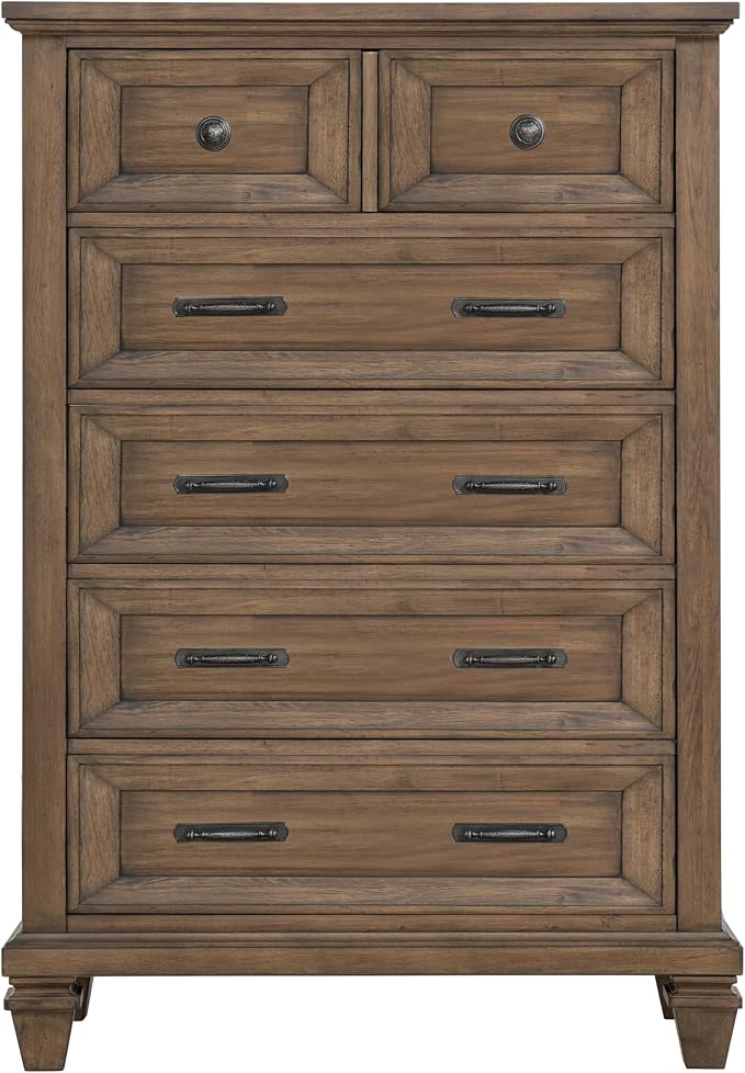New Classic Furniture Mariana 5-Piece Wood Queen Bedroom Set, Vintage Mocha