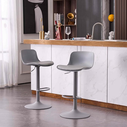 Kidol & Shellder Bar Stools Set of 6 Adjustable Counter Height Barstools Modern PU Leather Swivel Tall Bar Chairs Upholstered Bar Stool with Back for Kitchen Island（Gray）