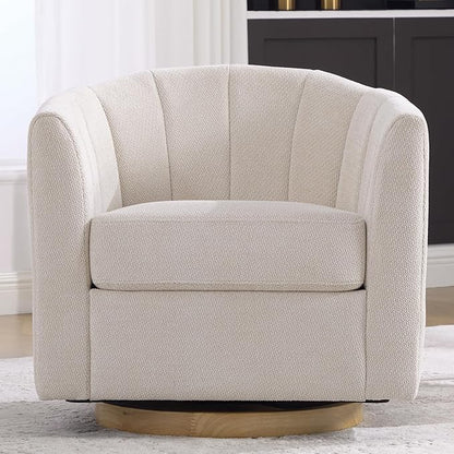 Swivel Barrel Chair Set of 2, 360 Degree Round Swivel Accent Chair for Living Room, Mid Century Modern Upholstered Accent Chair,Comfy Tufted Sofa Armchairs for Bedroom,Nursery,Chenille, Beige