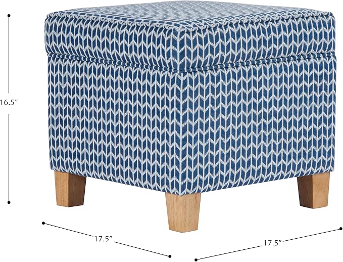 HomePop 18" Classic Square Storage Ottoman - Blue Chevron Print