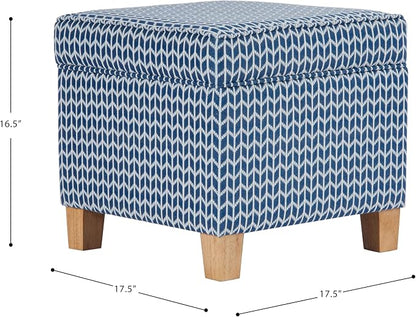 HomePop 18" Classic Square Storage Ottoman - Blue Chevron Print
