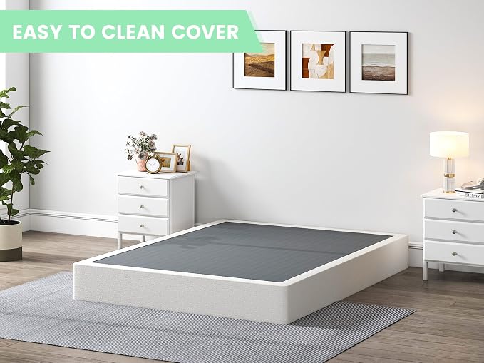 QEROMY 9 Inch High Profile Box Spring, Sturdy Metal Frame Mattress Foundation, Easy Assembly, Quiet & Noise-Free, Queen Size
