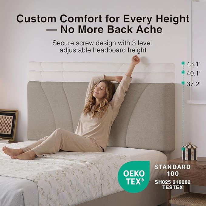 Novilla King Bed Frame, King Bed Frame and Headboard, King Size Bed Frame with Drawers, King Bed Frame with LED Lights, Charging Station and Adjustable Headboard, No Box Spring Needed, Beige