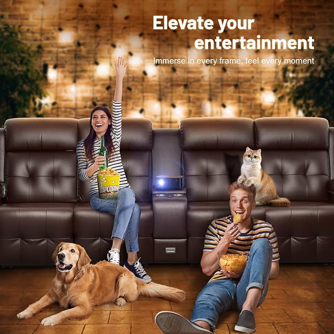 Loveseat Recliner Sofa, Home Theater Seating with Massage, 4 Seat Reclining Loveseats with Console, Wall Hugger RV Couch Movie Theater Chairs, RV Furniture Sofas with USB, Cup Holders for Gaming Room