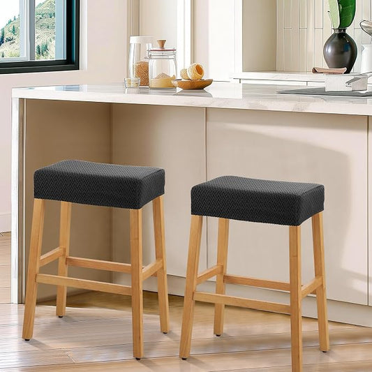 YISUN Stool Covers Rectangle - 2 Pack Stretch Waterproof Saddle Seat Cover Counter Bar Stools Bar Chairs Covers Kitchen Island Chairs Cushion Protector